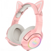 Overseas warehouse Onikuma K9 Girls Cat Ear Pink Headset 7.1 Stereo RGB Light 3.5mm Port Gaming Headset Usb Cat Ear Headphones