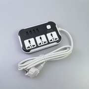 Universal Power Strip with 4 USB Port and 3 Outlet Grounding Extension Socket Adapter black universal socket with usb