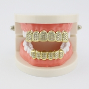 Hip Hop Teeth Grillz Diamond Metal Braces with Rhinestone Fake Braces Denture Grills False Teeth