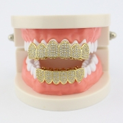Teeth Grillz Diamond Metal Braces with Rhinestone Fake Braces Denture Grills False Teeth