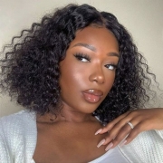 12inch Real human hair short curly hair front lace