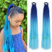24inches 60cm Children\'s three-strand braid Gradient color chemical fiber hair extension big braid