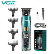 VGR Hair Clipper Waterproof Hair Trimmer Cordless Hair Cutting Machine T-Blade Haircut Transparent Zero Cutting Machine V-961