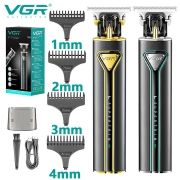 VGR T9 Hair Clipper Professional Hair Trimmer Metal Hair Cutting Machine LED Display Electric 0mm Cutting Machine for Men V-009
