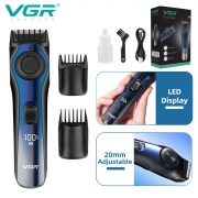 VGR Hair Trimmer Electric Hair Clipper Professional Hair Cutting Machine Electric LED Display Rechargeable Trimmer for Men V-080