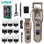 VGR New High-power Gradual Fader Hair Salon Two-piece Hair Clipper LCD Digital Display Hair Clipper V-675