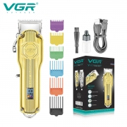 VGR Hair Clipper Adjustable Hair Cutting Machine Cordless Hair Trimmer Electric Barber Digital Display Clipper for Men V-672