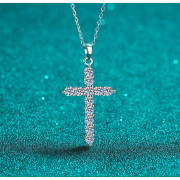 925 Sterling Silver Necklace Women Moissanite Cross Necklace Plated pt950 Gold Clavicle Chain Manufactor Spot Wholesale