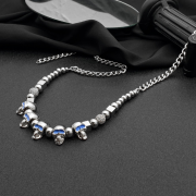Hip-hop asaprocky personality niche blue-eyed skull steel ball national tide ins necklace for men and women
