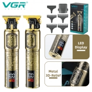 VGR Hair Clipper Professional Hair Trimmer T9 Hair Cutting Machine LED Display Electric Metal Shaving Machine for Men V-073