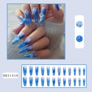 BKS1510 Camélia glacé nail Art Wear Long Flame Love Nails Patch pour faux patchs ongles
