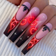 BKS1511 Flamme Amour nail Art Wear Long Flame Love Nails Patch pour faux patchs ongles
