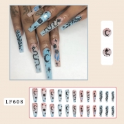 LF608 plaque à ongles étoile et lune en forme de serpent pour ongles longs des de manucure pour faux patchs ongles