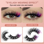 Fiber colored false eyelashes in 7 pairs, dense and curly simulation D curved eyelashes Faux cils