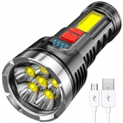 Lampe de poche LED cob rechargeable par USB multifonction à Six cœurs pour l'extérieur lampe de poche lumineuse d'urgence pour la maison Lampe de poche Éclairage