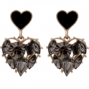 Boucles d'oreilles coeur en diamant doux et mignon avec strass noir Boucles d'oreilles/clous d'oreilles Bijoux  Accessoires