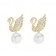 Boucles d'oreilles perles cygne femme, boucles d'oreilles élégantes, simples et personnalisées Boucles d'oreilles/clous d'oreilles Bijoux  Accessoires