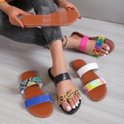 Été nouveau chaussures femme grande taille coloré léopard euroamerican Wind flat talon sandales Chaussons Chaussures Vêtements/Accessoires/CH