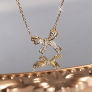 Collier nœud papillon pendentif design de niche de luxe léger chaîne de clavicule esprit féerique Collier Bijoux Vêtements/Accessoires/CH