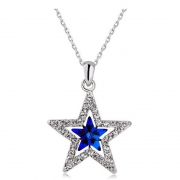 Pendentif pentagramme en cristal étoile gardienne collier étoile en diamant chaîne de clavicule en acier inoxydable pour femmes Collier Bijoux Vêtements/Accessoires/CH