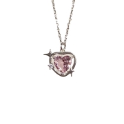 Collier d'amour en cristal rose pour femmes couleur pêche pendentif en forme de cœur de galaxie Collier Bijoux Vêtements/Accessoires/CH