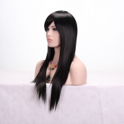 Perruque de cosplay anime européenne et américaine fabricant de cheveux lisses frange oblique noire vente en gros Perruque Maquillage Santé/Soins personnels/Beauté Meches