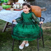 Nouveau enfants princesse robe fille dentelle à manches longues princesse jupe Mid Kids Festival Show robe de soirée Robes Vêtements pour enfants
