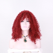 Perruque simulée bandeau noir africain petits cheveux bouclés ondulés rouge foncé cheveux bouclés instantanés Perruque Maquillage Santé/Soins personnels/Beauté Meches
