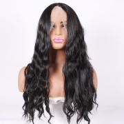 Perruque femme avec raie moyenne cheveux longs bouclés couvre-chef de perruque en fibre chimique noire Perruque Maquillage Santé/Soins personnels/Beauté Meches