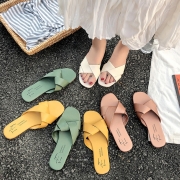 Plus Size Summer New cool tongs Cross pantoufles Casual flat one word outside wearing Sand cool tongs Chaussons Chaussures Vêtements/Accessoires/CH