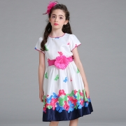 Fille robe jupe fleur noeud bébé anniversaire robe de lavage enfants robe de mariée princesse jupe Robes Vêtements pour enfants