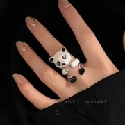 Bague Panda de dessin animé mignon anneau ouvert d'été Design créatif Unique pour enfant Anneau Bijoux Accessoires