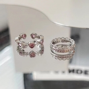 Bague d'amour en diamant rose douce et cool pour femme, bague d'index haut de gamme, à la mode et personnalisée avec ouverture réglable Anneau Bijoux Accessoires