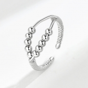Anneau tournant simple rétro à deux couches niche croisée intelligente transfert de perles décompression anneau ouvert Anneau Bijoux Accessoires