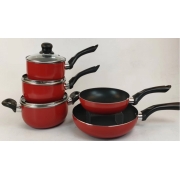 【A0000456 】8PC fruit handle set pot non stick 3 colors (16/18CM milk pot, 20CM soup pot, 20/26CM frying pan)