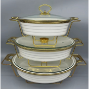 Vaisselle en porcelaine fine en céramique à bords dorés multicouche YOMI
