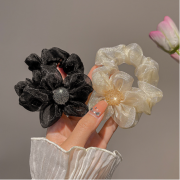 Maille cheveux chouchous bandeau élégant bandeau de cheveux pour les femmes élastique fleur mariage mariée coiffure accessoires