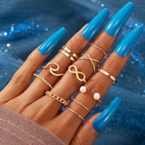 Perles 8 mots simple Spray Cross Fashion Set de 10 anneaux pour femmes