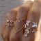 Croix triangle amour creux full Diamond Drop Oil Butterfly ring ensemble de 5 anneaux articulés