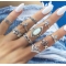 Opale éblouissante diamant croissant de lune ensemble de 10 anneaux articulés combo set