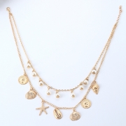 Version coréenne perle collier Shake Tone même coquille double chaîne de clavicules nouveaux accessoires accessoires