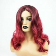 Perruque vin rouge dégradé couleur cheveux longs bouclés grande vague en fibre chimique couvre - tête femme，Meches,  perruque, greffes