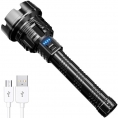 Lampe de poche lumineuse ABS rechargeable par USB projecteur portatif à longue portée pour l'extérieur léger Lampe de poche Éclairage