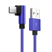 Câble de données Android coude rallonge bleu pour nylon tressé micro téléphone portable câble de charge Électronique grand public Accessoires Ligne de données