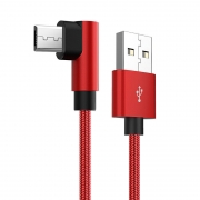 Câble de données Android coude rallonge rouge applicable nylon tressé micro téléphone portable câble de charge Électronique grand public Accessoires Ligne de données