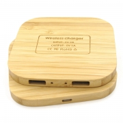 Chargeur sans fil créatif en bambou, double USB, chargeur sans fil en bambou Banque de puissance Accessoires Électronique grand public