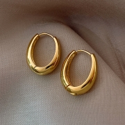 Boucles d'oreilles en métal brillant en forme de U boucles d'oreilles ovales géométriques Style rétro accessoires pour femmes Accessoires Bijoux Boucles d'oreilles/clous d'oreilles