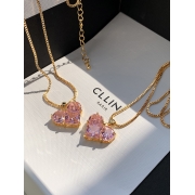 Collier en verre de cristal rose pour femmes collier en forme de cœur d'amour à la mode léger et luxueux polyvalent Collier Bijoux Vêtements/Accessoires/CH