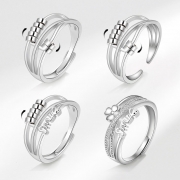 Anneau rotatif double couche anneau anti-stress et anxiété, anneau élément féminin Anneau Bijoux Accessoires