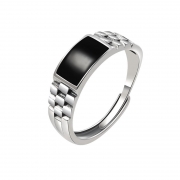 Bague damier pour hommes personnalité tendance, anneau unique mode style froid anneau ouvert en époxy noir Anneau Bijoux Accessoires